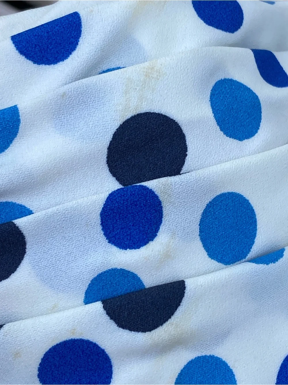Vintage 1960s Polka Dot Blue & White Pillbox Hat with Bow, Union Made Label